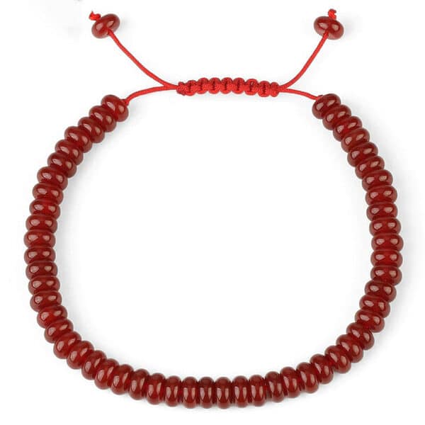 Bracelet Disques Porte Bonheur et Guérison en pierres naturelles d'agate rouge vendu par la Boutique Z Comme Zen