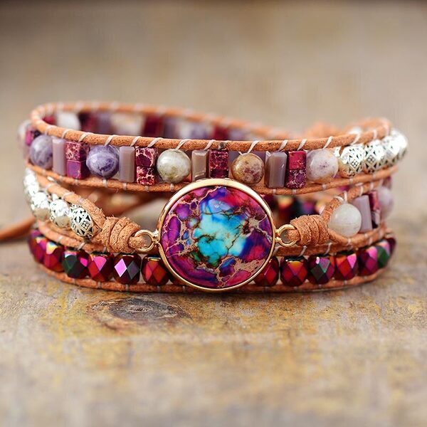 Bracelet Manchette Fuchsia Tibétain