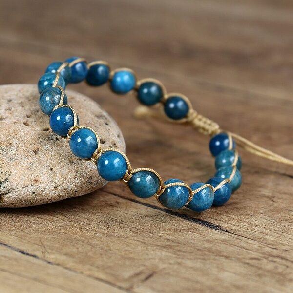 Bracelet Macramé d'Apatite en pierres naturelles d'apatite vendu par la Boutique Z Comme Zen