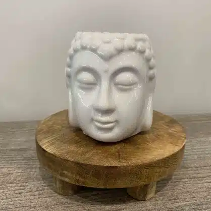 Brûleur de Fondant Parfumé Bouddha - Blanc en céramique vendu par la Boutique Z Comme Zen spécialiste en produit Zen