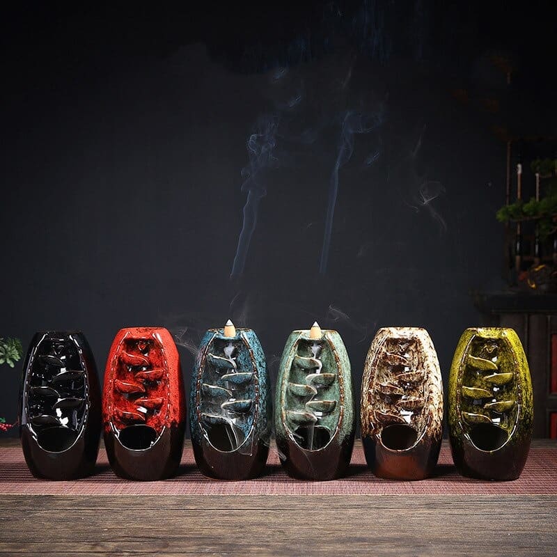 Encensoir Magique Cascade Feng Shui en céramique pour encens à reflux de couleur vendu par la Boutique Z Comme Zen