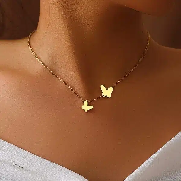 Mode Bijoux Femmes Acier Inoxydable Papillon Clavicule Pendentif Collier  Chaîne Or Or - Achat / Vente sautoir et collier Mode Bijoux Femmes Acier In  Mixte Adulte Acier Doré 