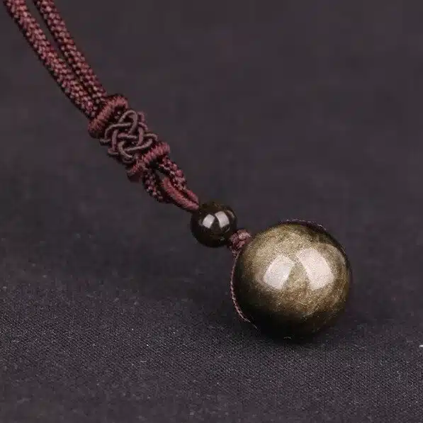 Collier Pendentif Mantra Porte-Bonheur - Obsidienne Oeil Celeste