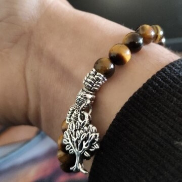 Bracelet Charms Arbre de Vie et Oeil de Tigre photo review