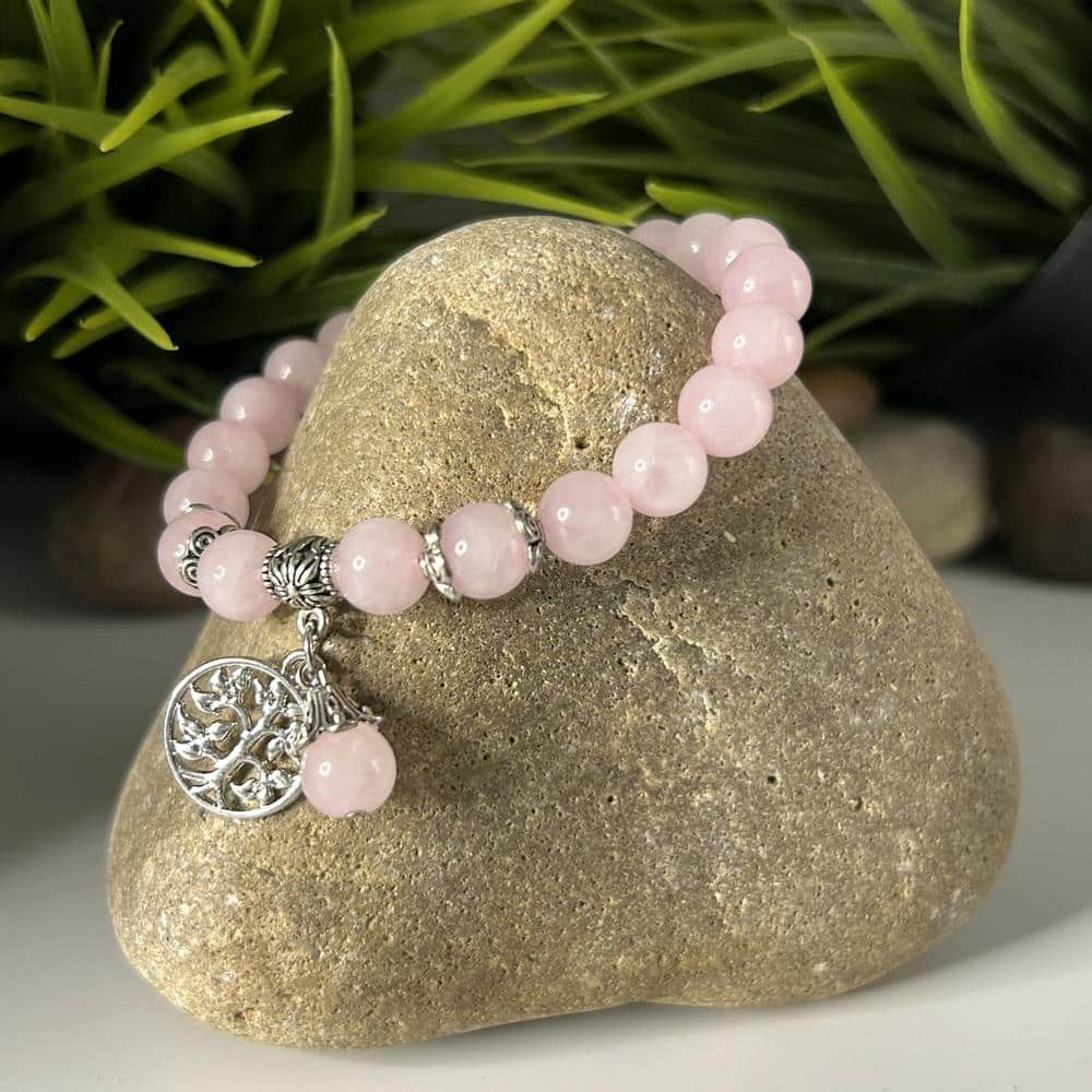 Bracelet Charms Arbre de Vie - Quartz Rose