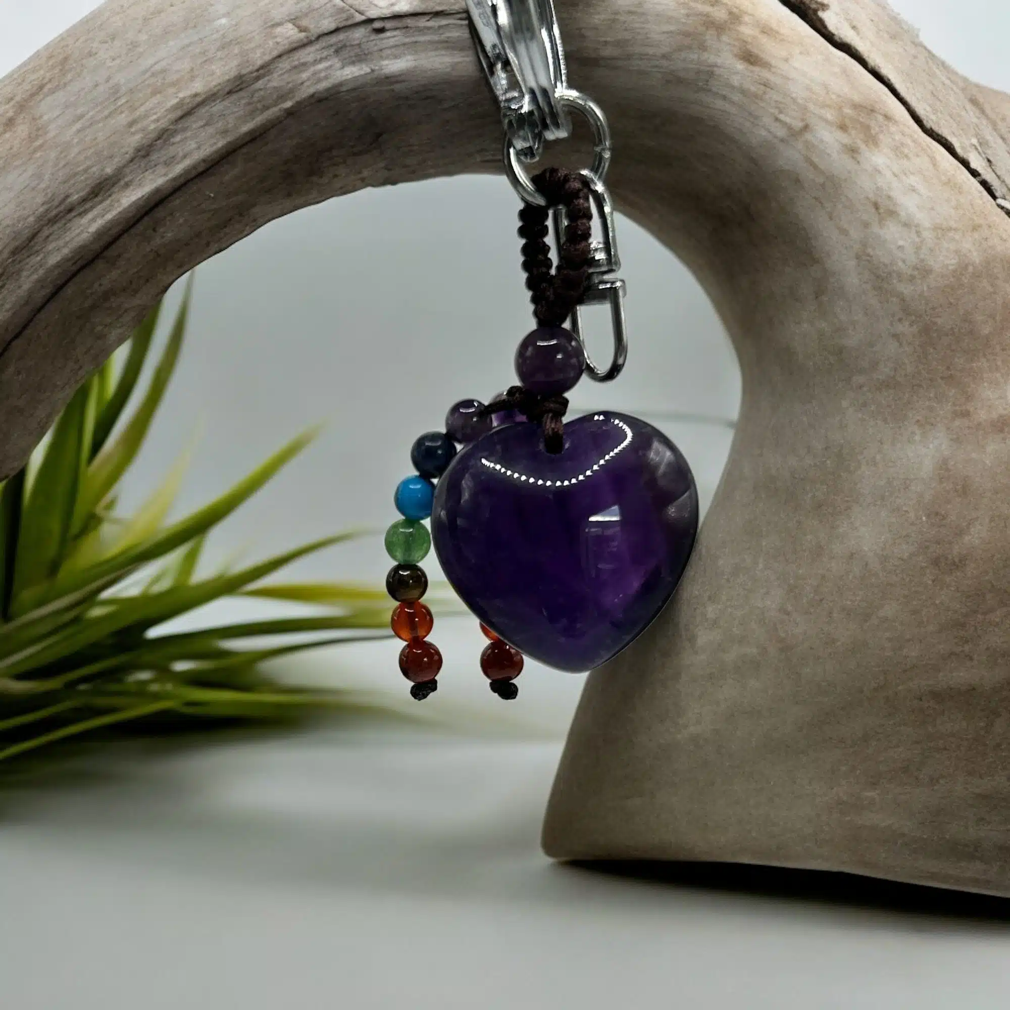 Porte-Clés Coeur et 7 Chakras - Améthyste – Image 3
