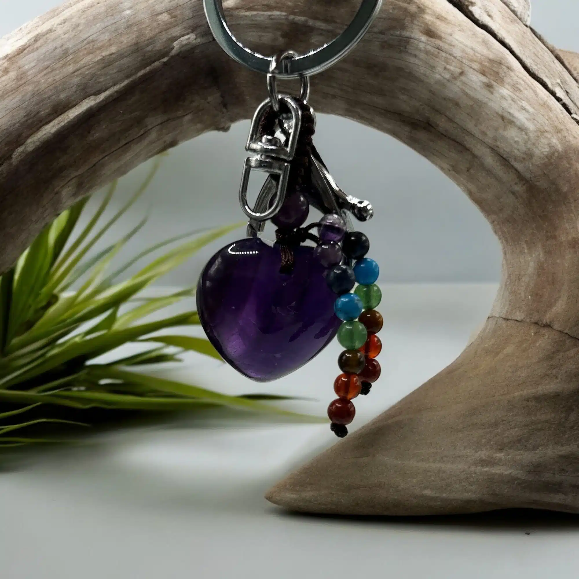 Porte-Clés Coeur et 7 Chakras - Améthyste – Image 4