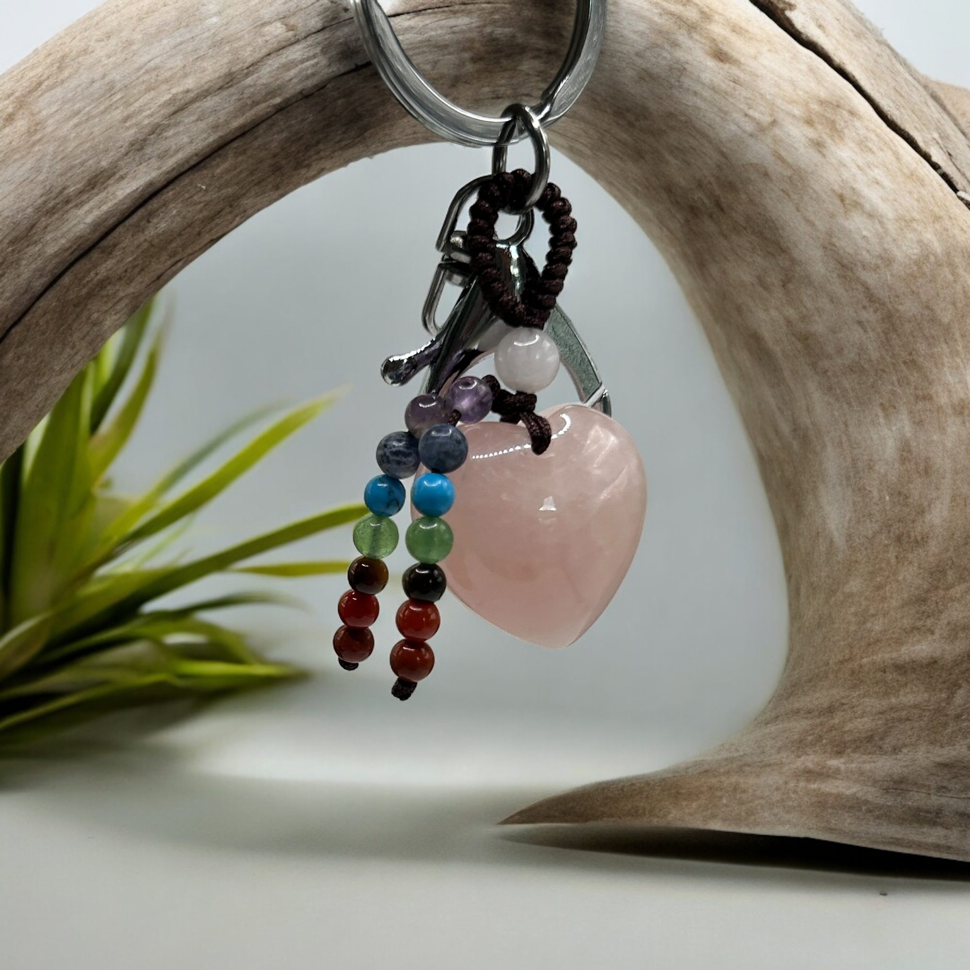 Porte-Clés Coeur et 7 Chakras - Quartz Rose – Image 4