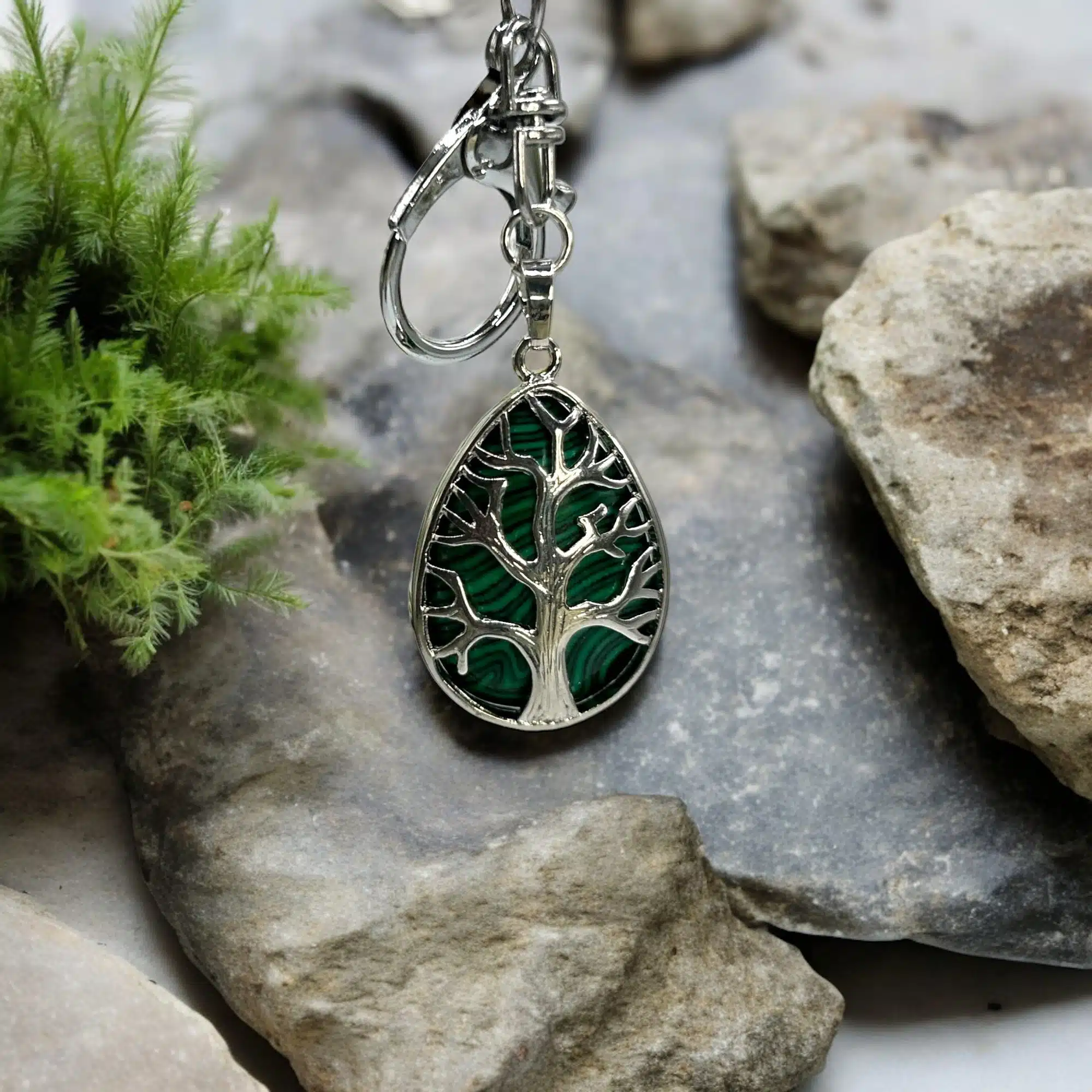 Porte-Clés Goutte d'Eau et Arbre de Vie - Malachite – Image 4