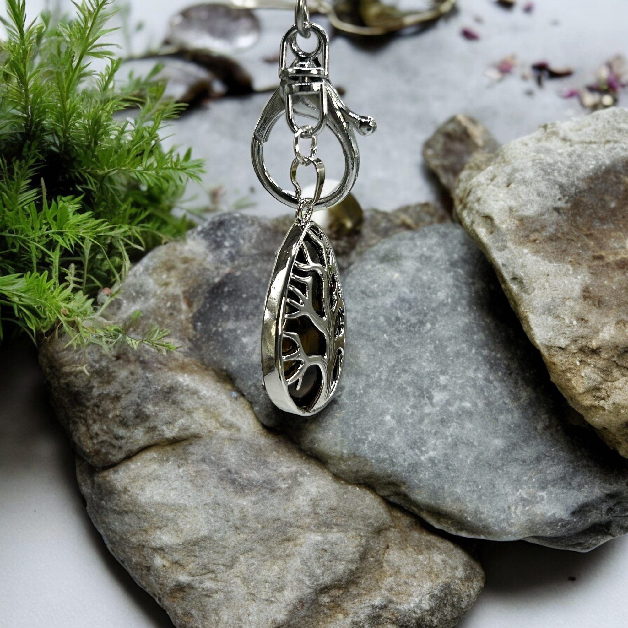 Porte-Clés Goutte d'Eau et Arbre de Vie - Oeil de Tigre – Image 5