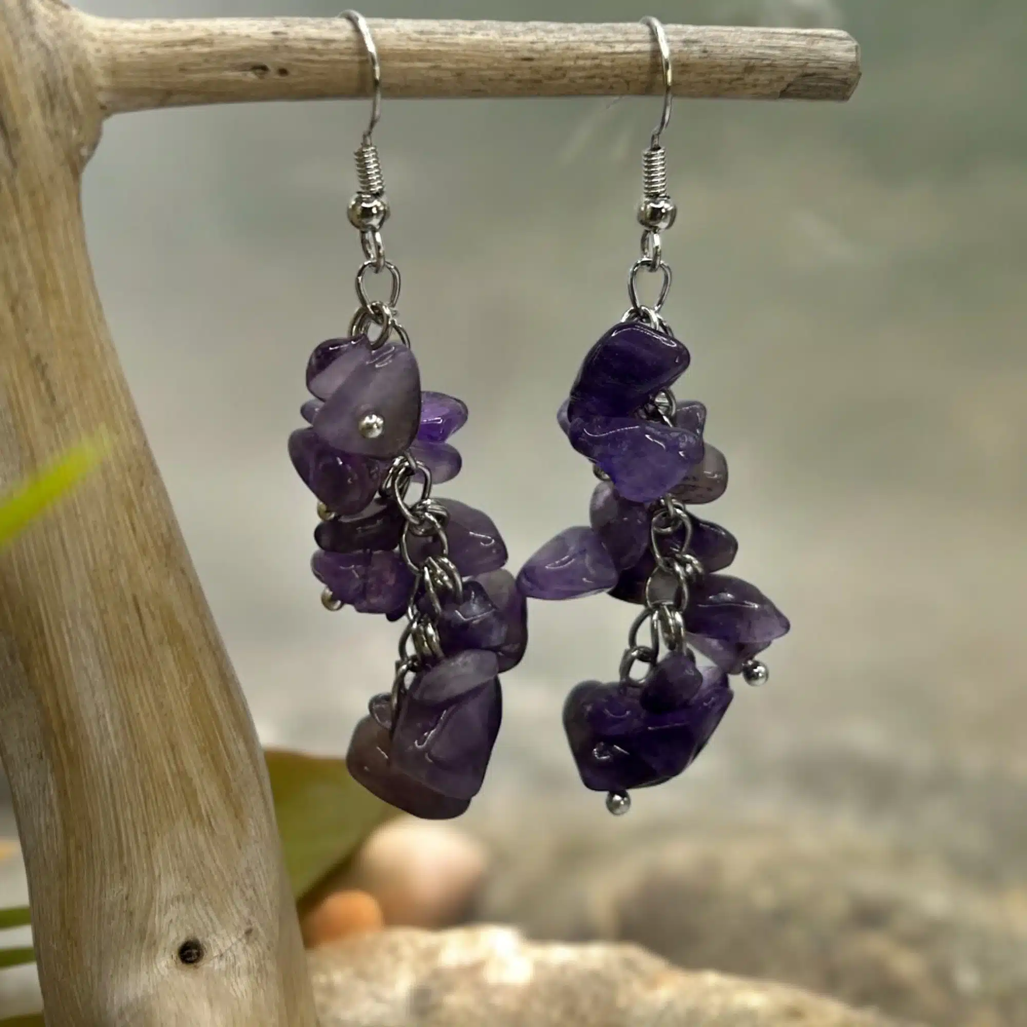 Boucles d'Oreilles Grappe d'Améthyste – Image 3