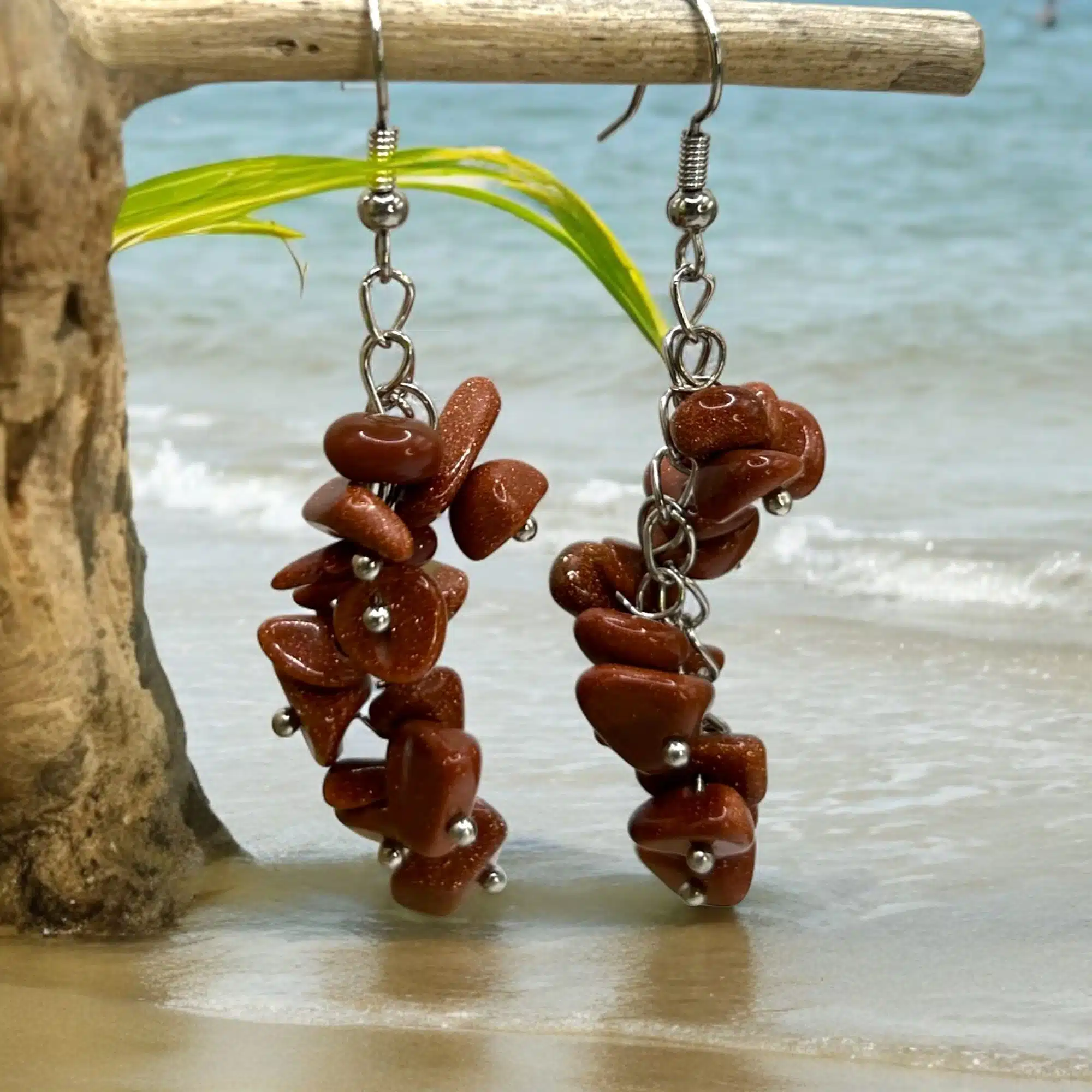 Boucles d'Oreilles Grappe Pierres du Soleil – Image 3