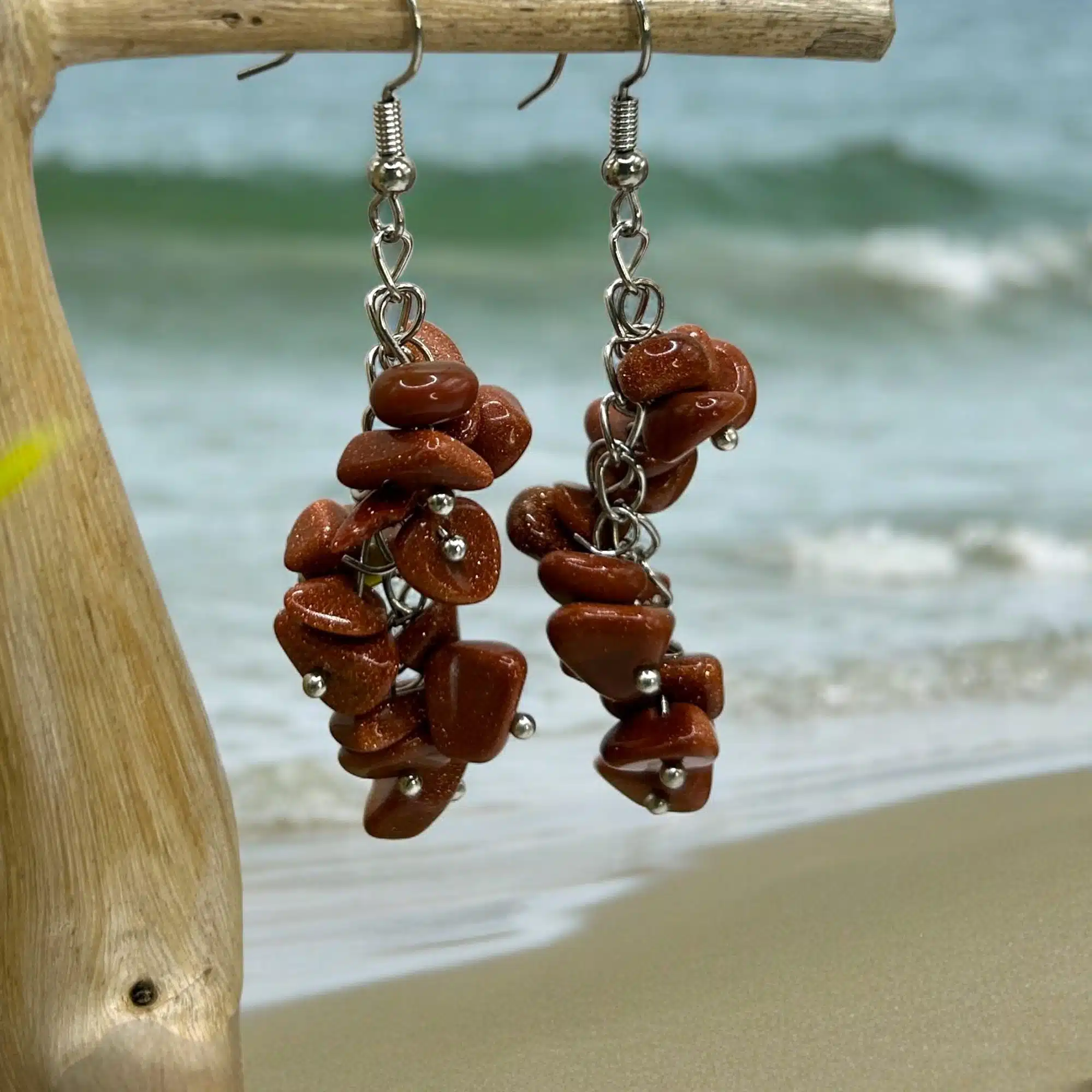 Boucles d'Oreilles Grappe Pierres du Soleil – Image 6
