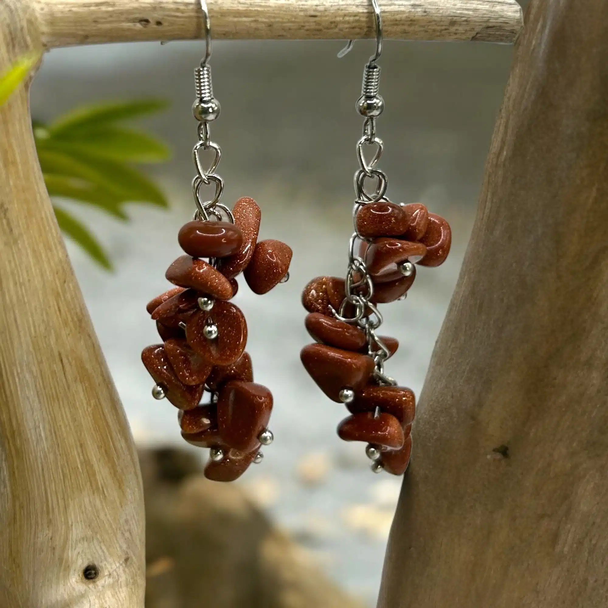 Boucles d'Oreilles Grappe Pierres du Soleil – Image 4
