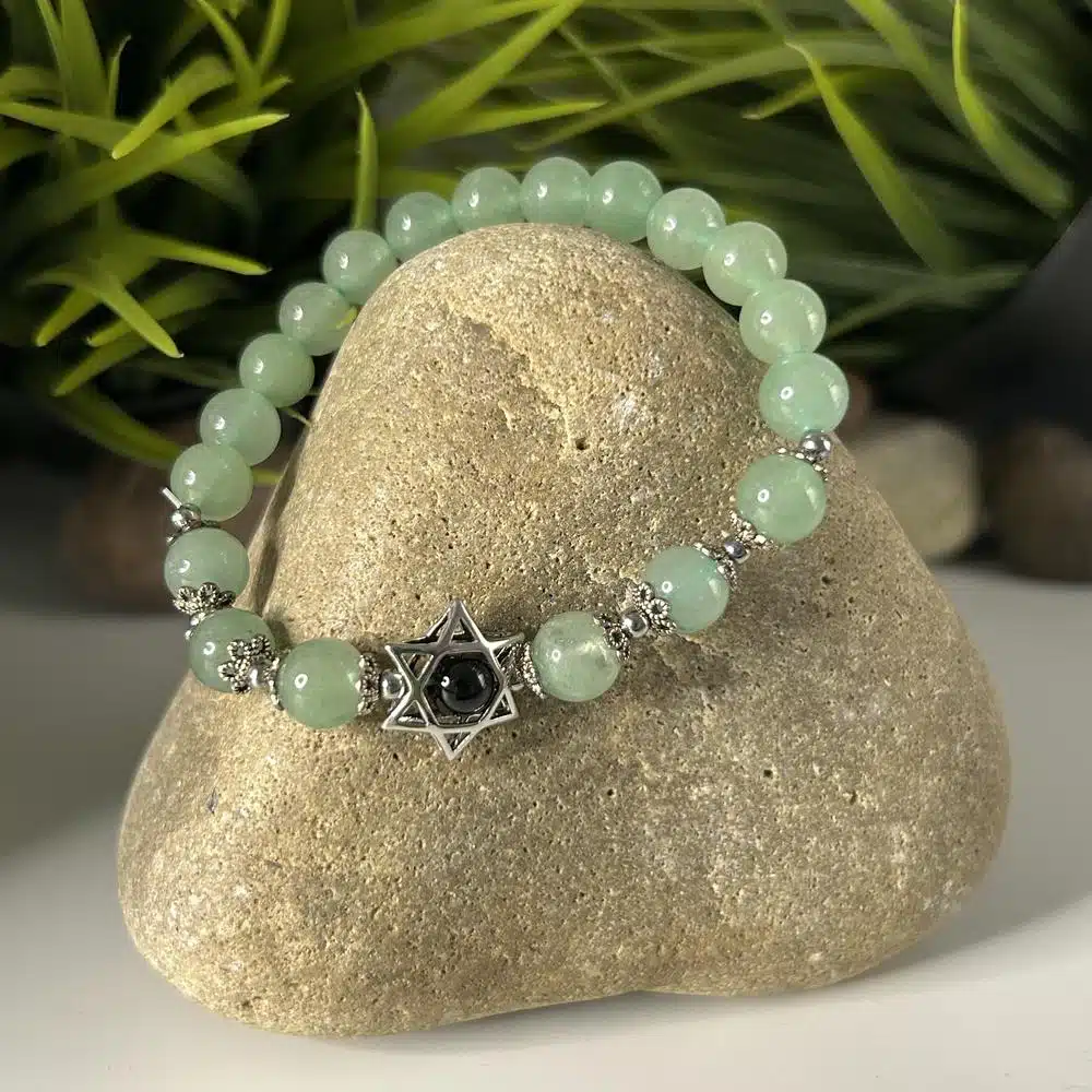 Bracelet Zen Etoile de David - Aventurine Verte