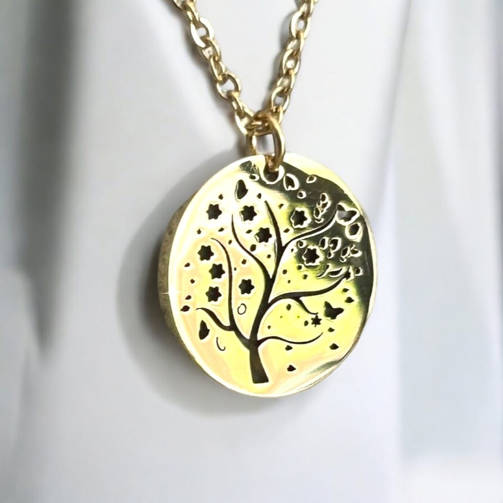 Collier Pendentif Acier Arbre de Vie "Jakarta" - Doré