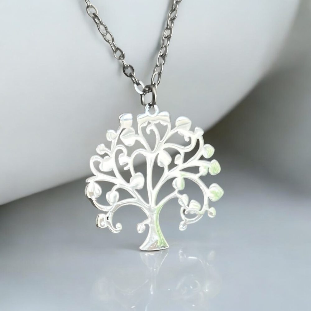 Collier Pendentif Acier Arbre de Vie "Janeiro" - Argenté