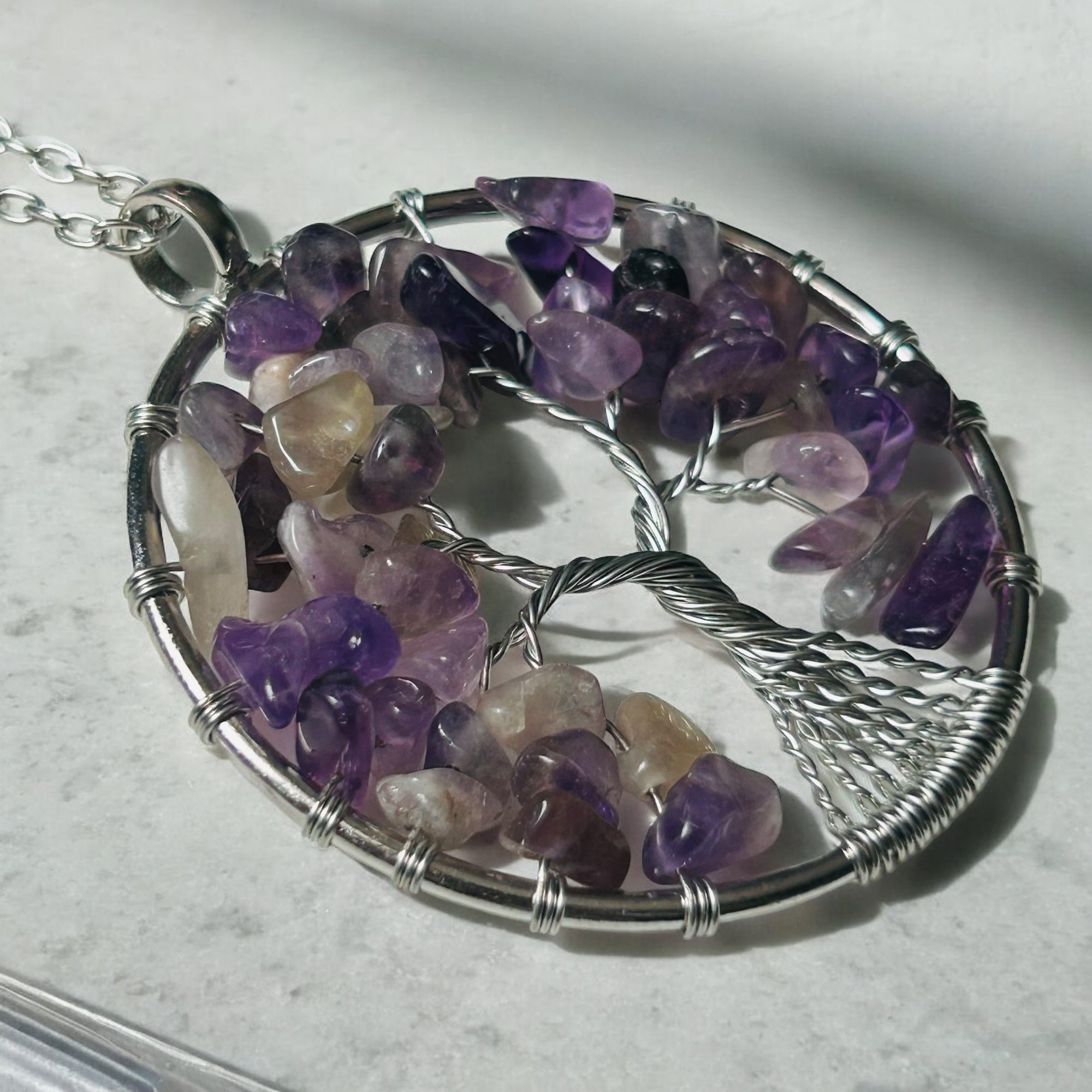 Collier Pendentif - Arbre de Vie et Améthyste – Image 2