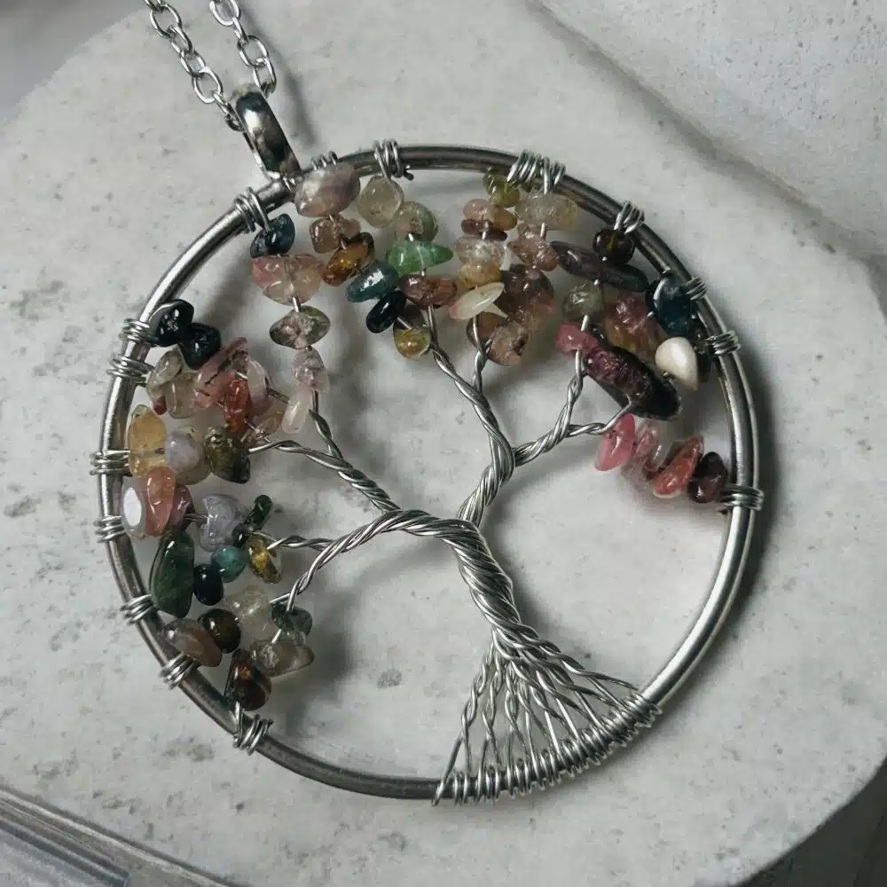 Collier Pendentif - Arbre de Vie et Tourmaline