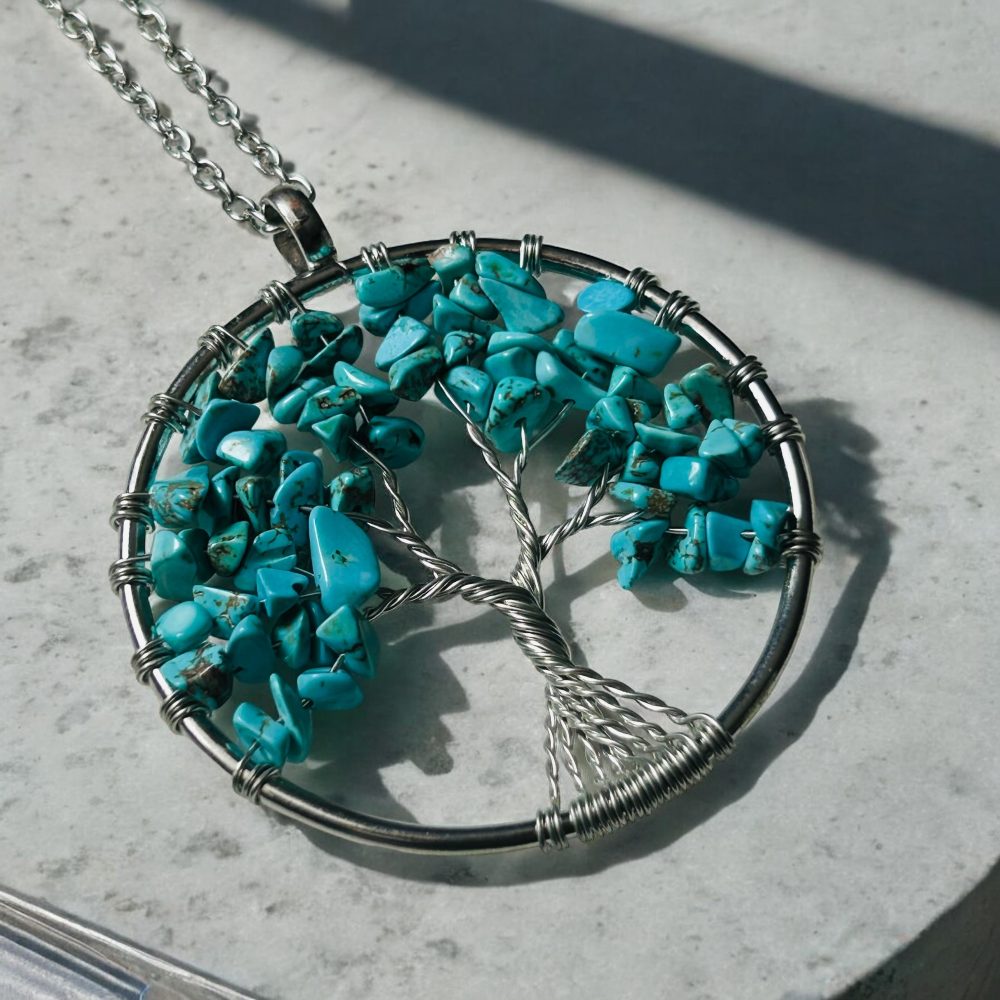 Collier Pendentif - Arbre de Vie et Turquoise