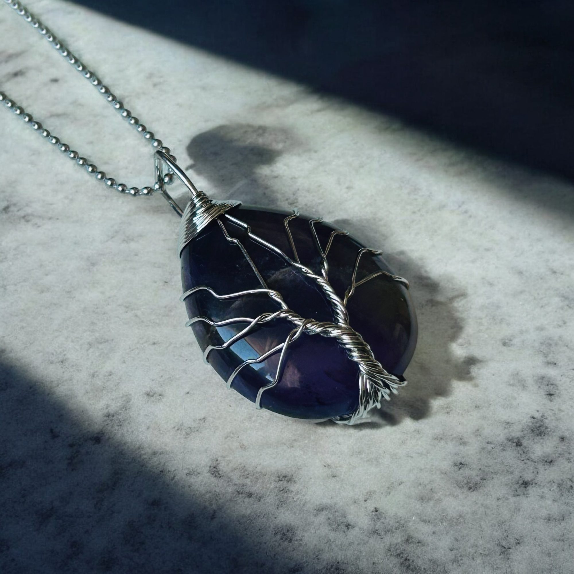 Collier Pendentif - Arbre de Vie Précieux - Améthyste – Image 2