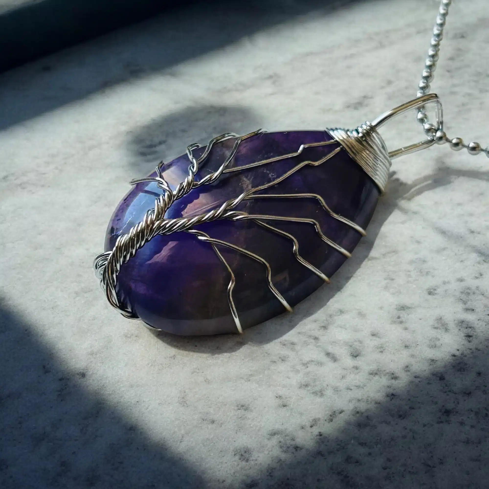 Collier Pendentif - Arbre de Vie Précieux - Améthyste – Image 3