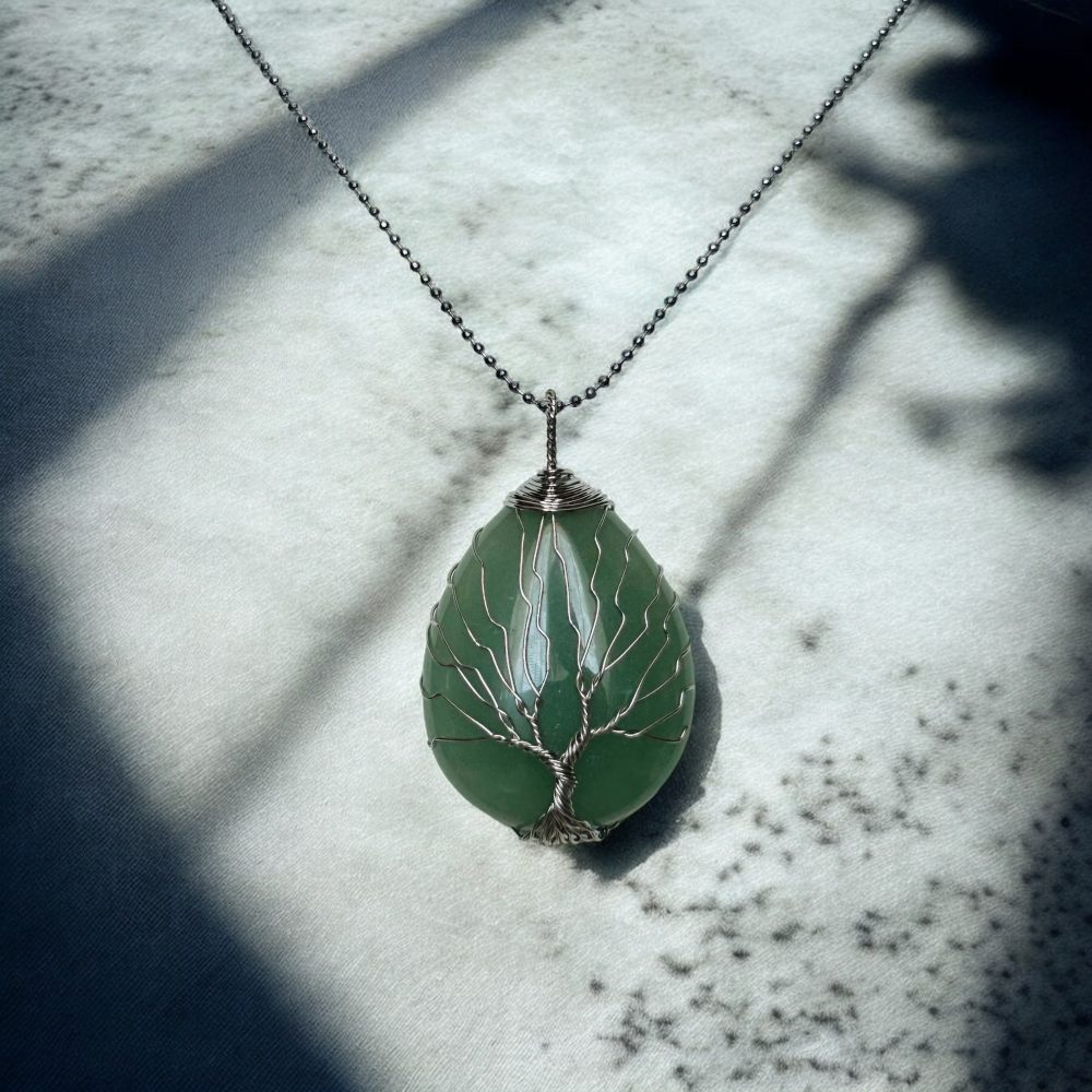 Collier Pendentif - Arbre de Vie Précieux (XL) - Aventurine Verte