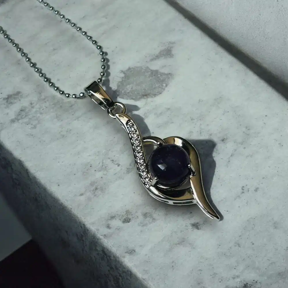 Collier Pendentif Coeur Argenté Calcutta - Améthyste