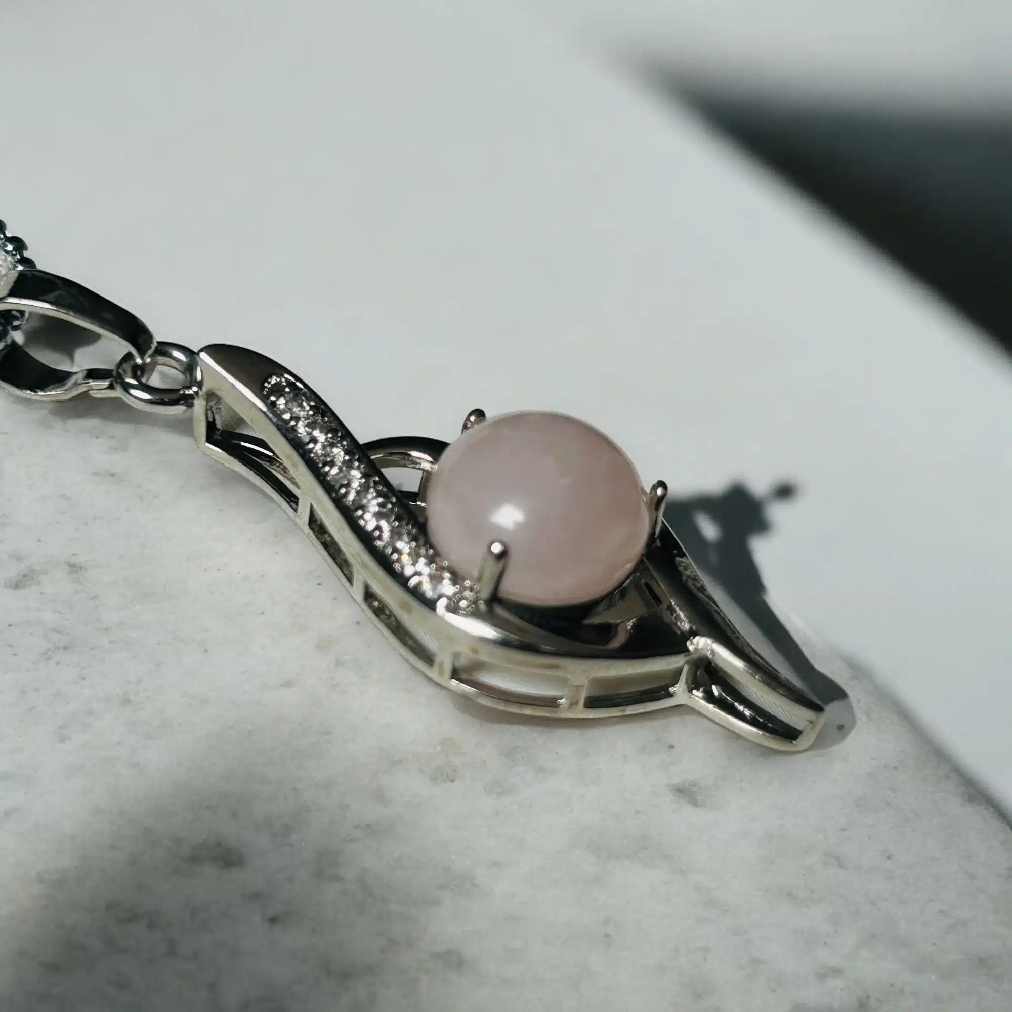 Collier Pendentif Coeur Argenté Calcutta - Quartz Rose – Image 6