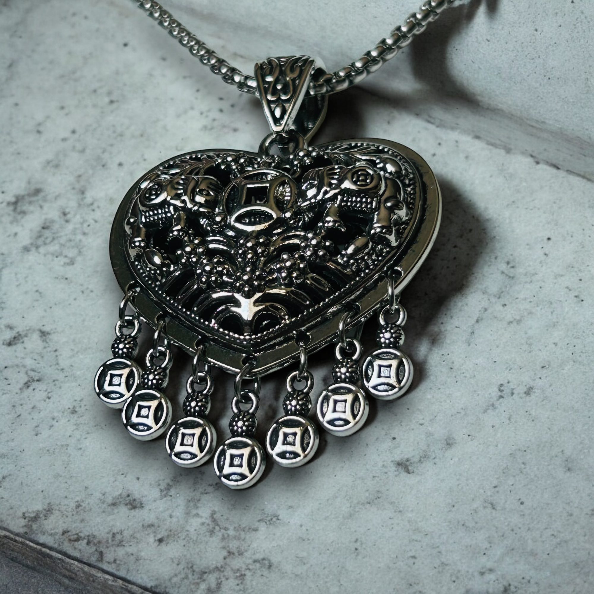 Collier Sautoir - Coeur Tibétain Vintage – Image 3