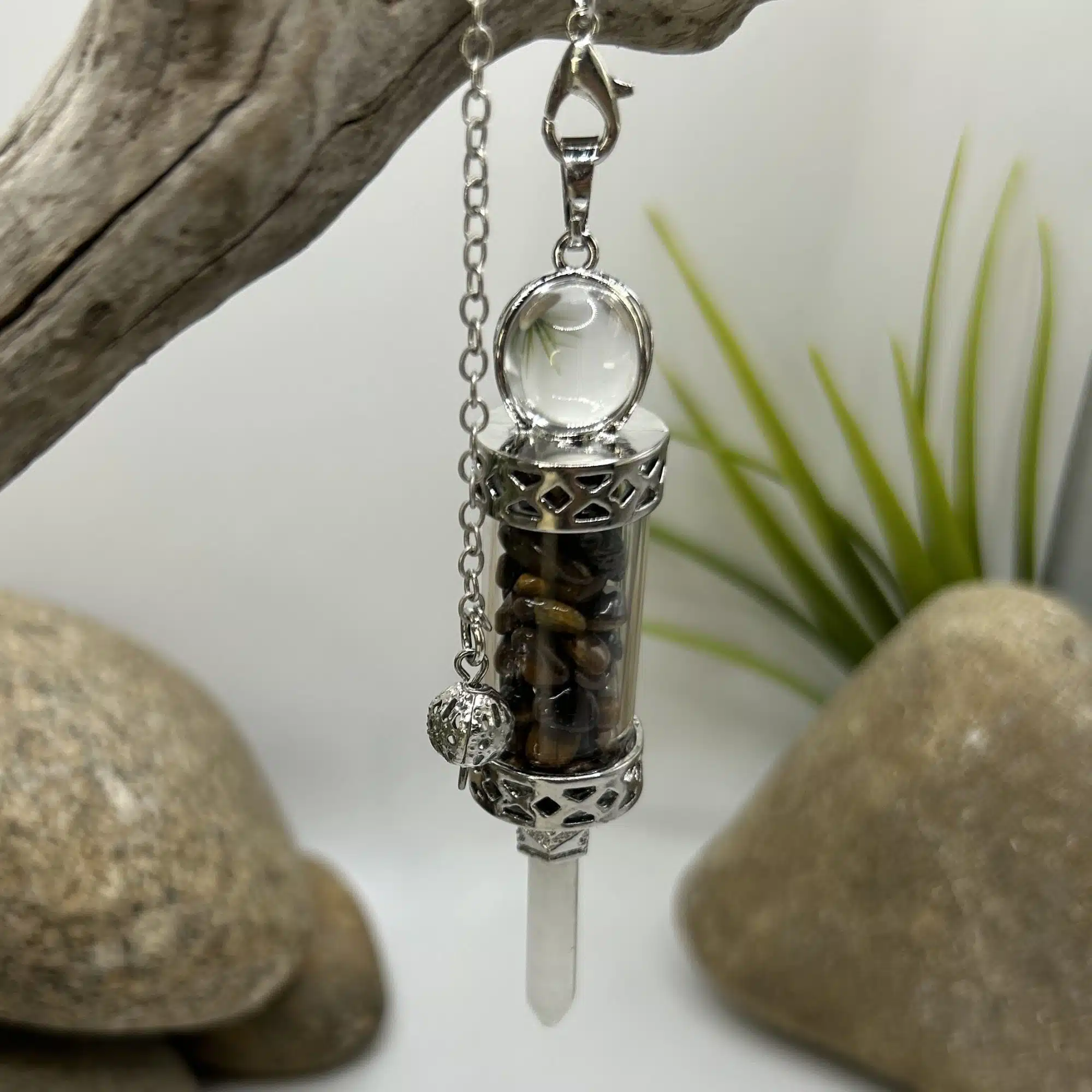 Pendule Divinatoire Cristaux et Oeil de Tigre – Image 6