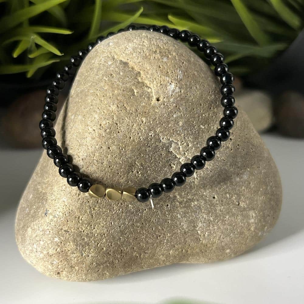 Bracelet Boho Obsidienne Dorée