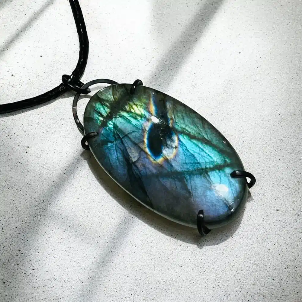 Collier Pendentif Labradorite - Reflet Azur