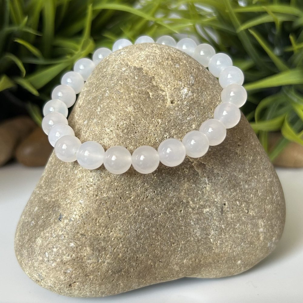 Bracelet Zen Agate Blanche - Clarté Intérieure - 8 mm