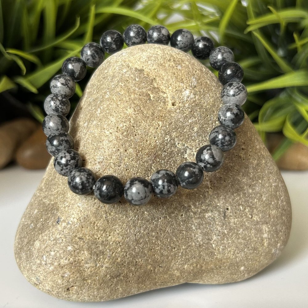 Bracelet Zen Obsidienne Flocon de Neige - 8 mm