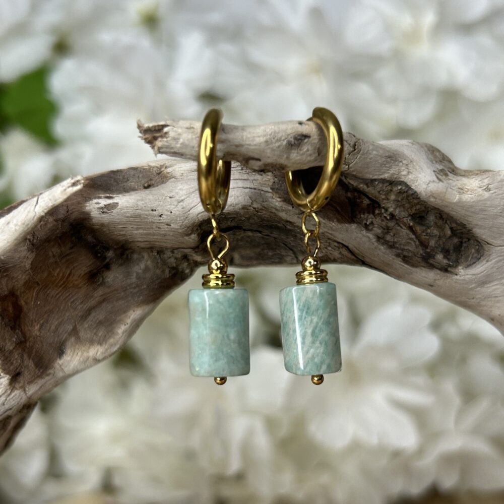 Boucles d'Oreilles • Dormeuses • Amazonite • 3.5cm