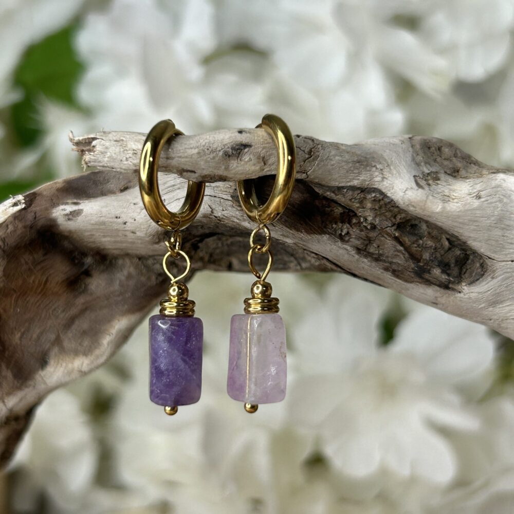 Boucles d'Oreilles • Dormeuses • Fluorite • 3.5cm