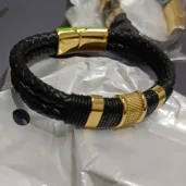 Bracelet Cuir Tressé Tomy - Argent photo review