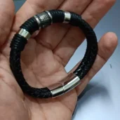Bracelet Cuir Tressé Tomy - Argent photo review